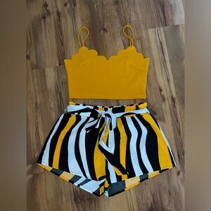 SHEIN yellow top and shorts